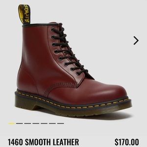 1460 Smooth Leather Lace Up Boots by Dr Martens in Cherry Red